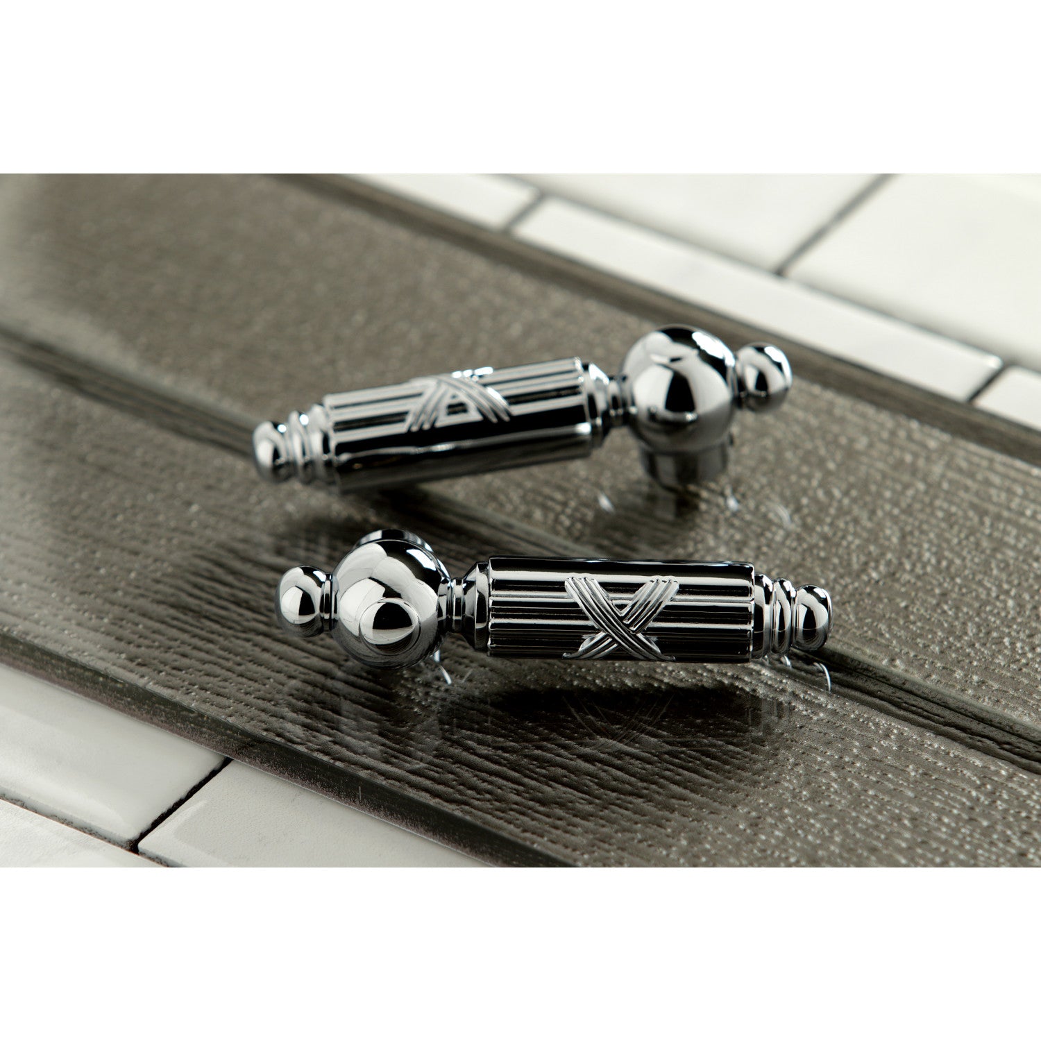 Kingston Heirloom KS1601GL - Heritage Double-Handle 3-Hole Deck Mount 4-Inch Centerset Bathroom Faucet with Brass Pop-Up, Polished Chrome — thumbnail 2